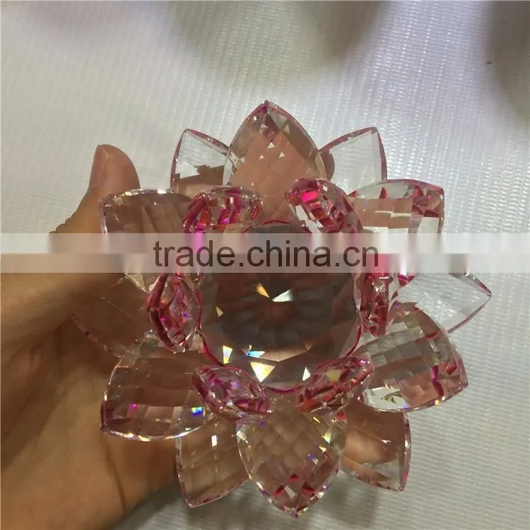 Beautiful Artificial Lotus Flower Crystal Glass Ornaments