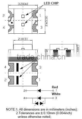 red 3528 smd led