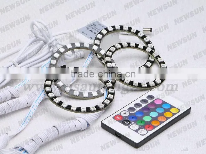 Multicolor RGB angel eyes ring led light 75mm full circle led rgb ring for car headlights with remote control