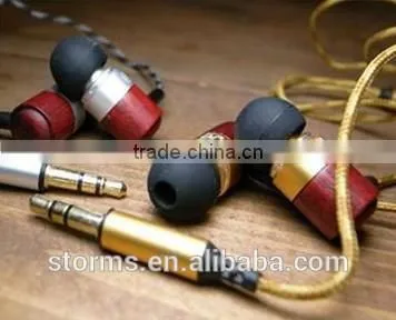 New Style in-ear wood stereo earphone wooden earbud with mic