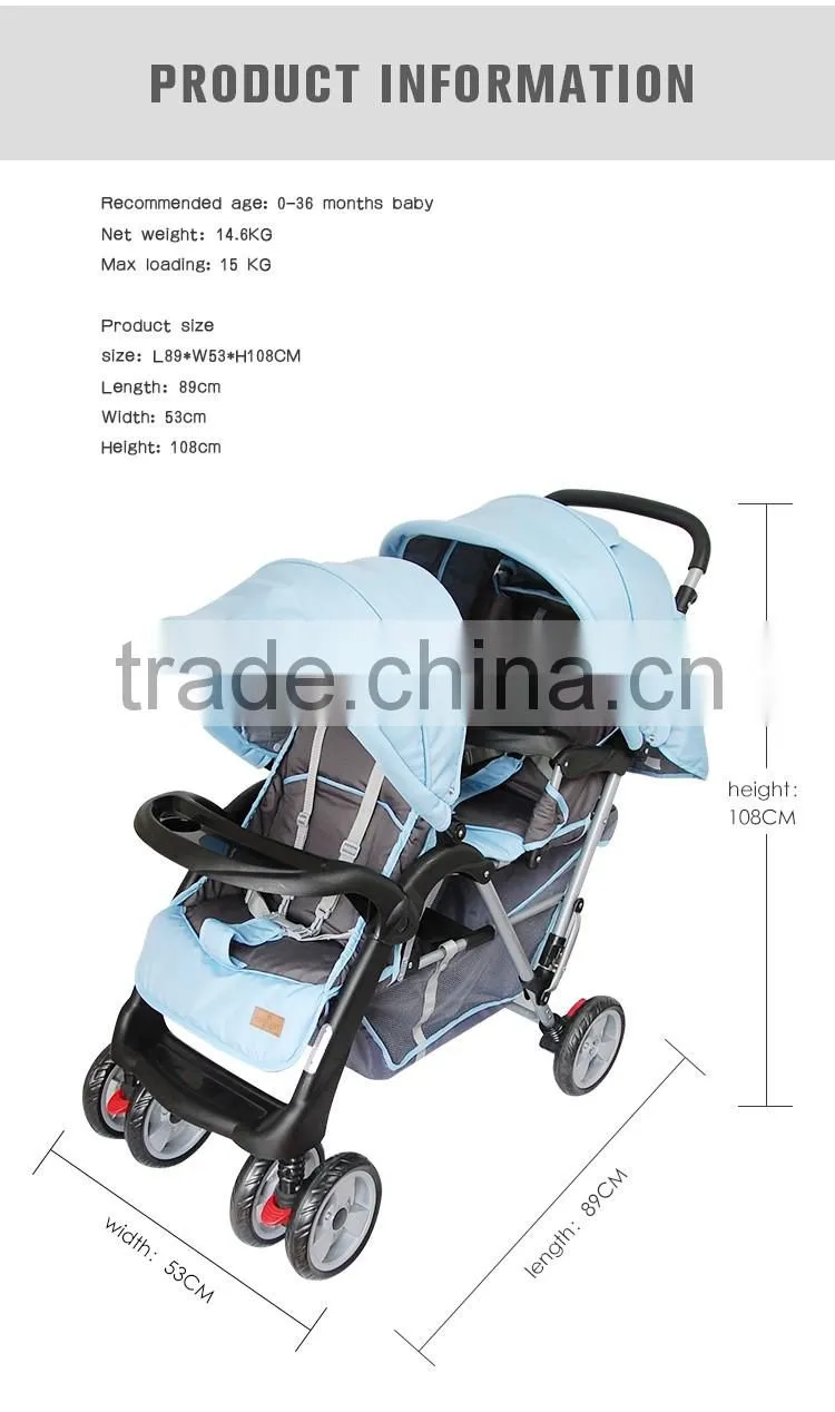 2016 new style baby pram baby twin stroller