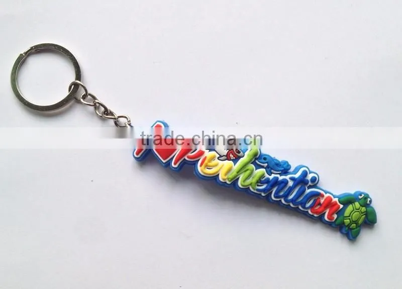 2016 The Newest Custom Design Letter Printing Soft PVC Rubber Keychains Wholesale