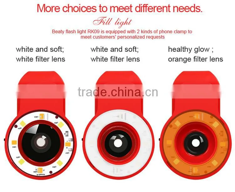 4 in 1 fisheyes lens led flash fill in night light, for iphone external led flash light