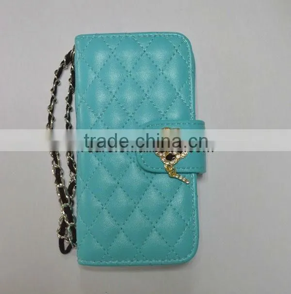 Pantech SKY Vega IM-A760S lovely blue quilted pu wristlet pouch wallet with hard case phone holder