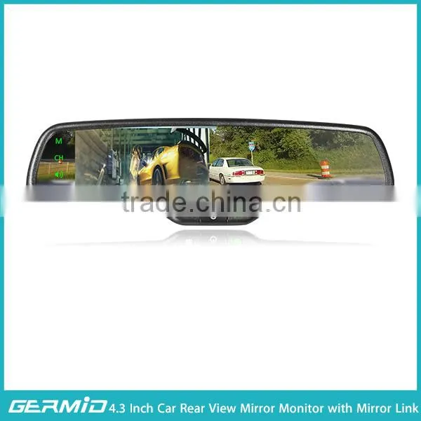 GERMID New Product 4.3 Inch Ultra-High Brightness Rear View Mirror Monitor With MIRROR LINK And Information Synchronization