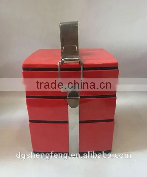Vintage Insulated Melamine Stainless Steel Tiffin Bento Box Tiered Stacked Lunch Box Container