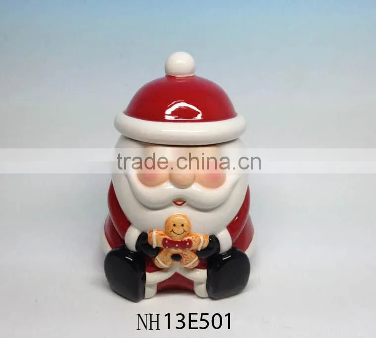 Best selling santa claus ceramic christmas cookie jars factory supply