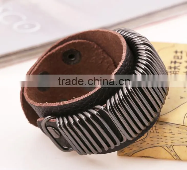 2015 punk Vintage handmade leather bracelet designs
