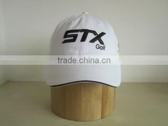 White Cotton Golf Caps Flat Embroidery Golf Cap Wholesale