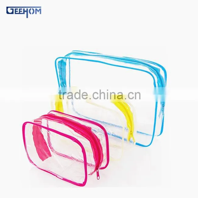 clear rectangle pvc zipper waterproof travel bag set