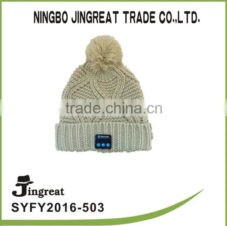 Knitted Wireless Knit Hat Music Cap Fold Blue tooth Beanie hat with headphone