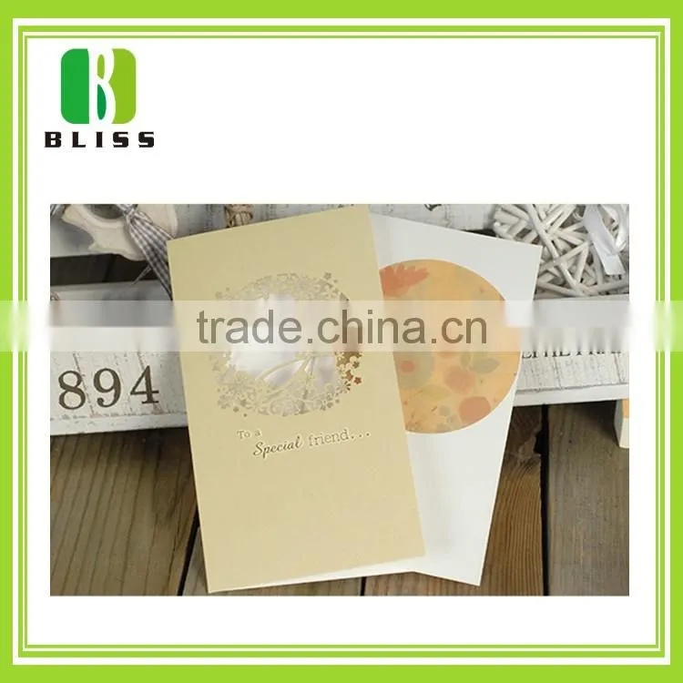 Fashion design paper custom shape folding diecut hot stamping handmade paper greeting cards designs