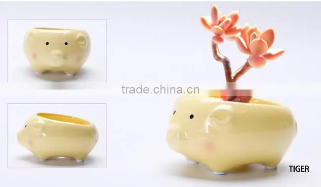 Cartoon succulent flowerpot ornaments small ceramic animal planters