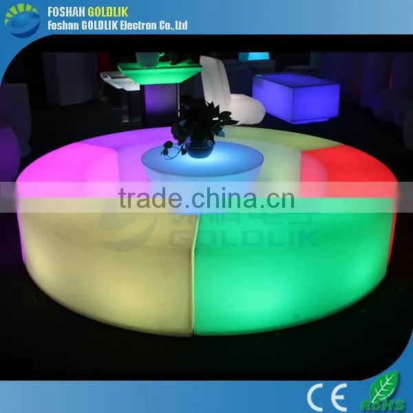 GKW-043BD led lighting furniture light up led bar table with glass top