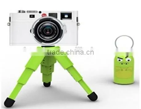 Mini plastic desktop logo printed folding camera tripod stand holder keychain