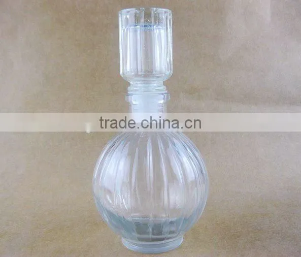 round glass wine bottle/ glassware