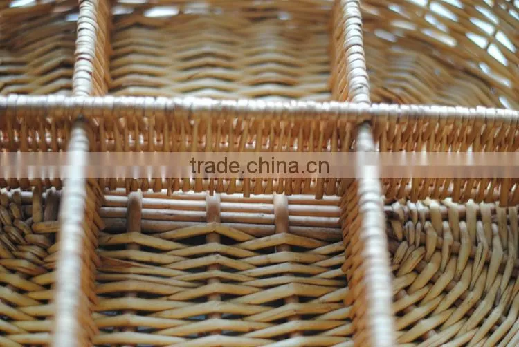 100% natural empty oval wicker snack gift basket with dividers