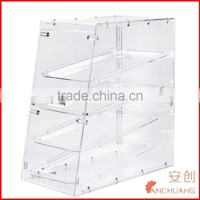 4 tires acrylic food display rack bakery showcase / donut display cabinet