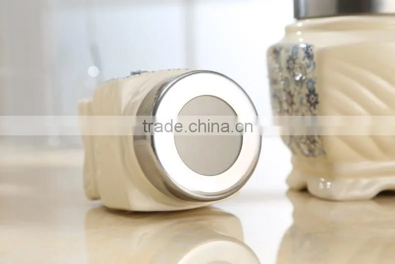 ceramic canister set stainless metal stand