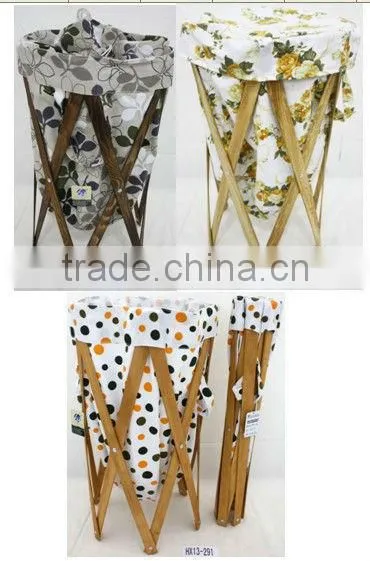 Wood laundry hamper fold