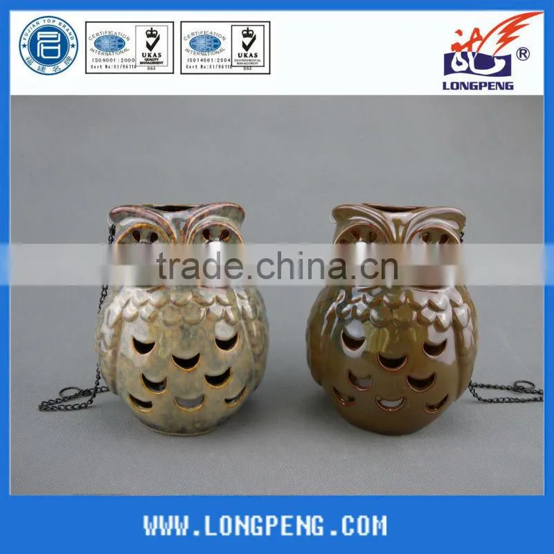 Ceramic Owl Shape Hanging Led Lantern,Decorative Led Lantern with Owl Design