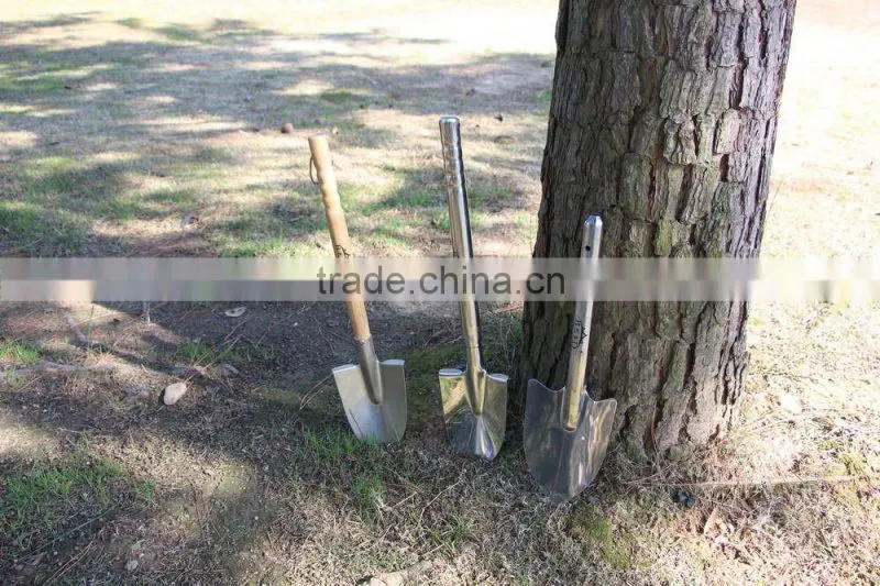 high grade and quality all stainless steel survival camping garden shovel