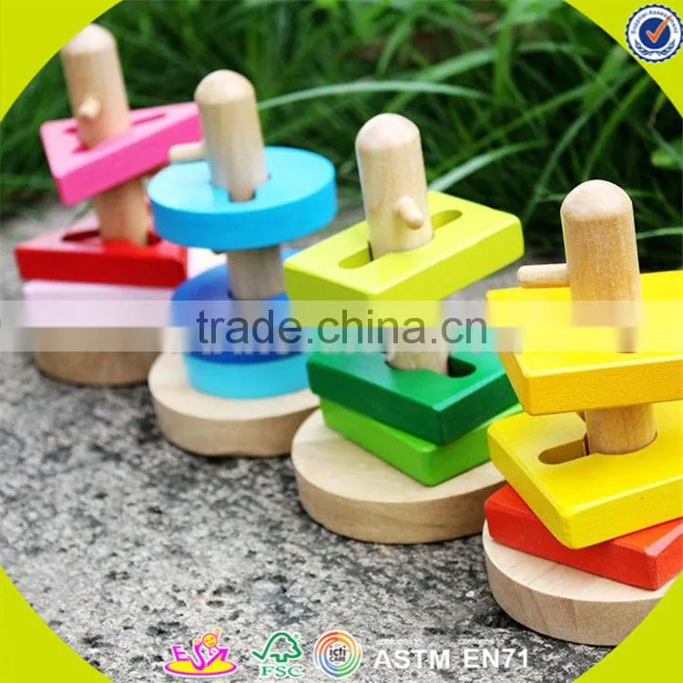 wholesale colorful wooden sort and stack toy intelligence wooden sort and stack toy W11C001