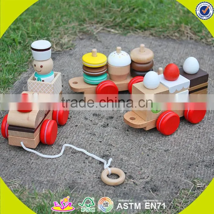 Wholesale popular wooden animal drag toys new creative animal wooden drag toys W05B085
