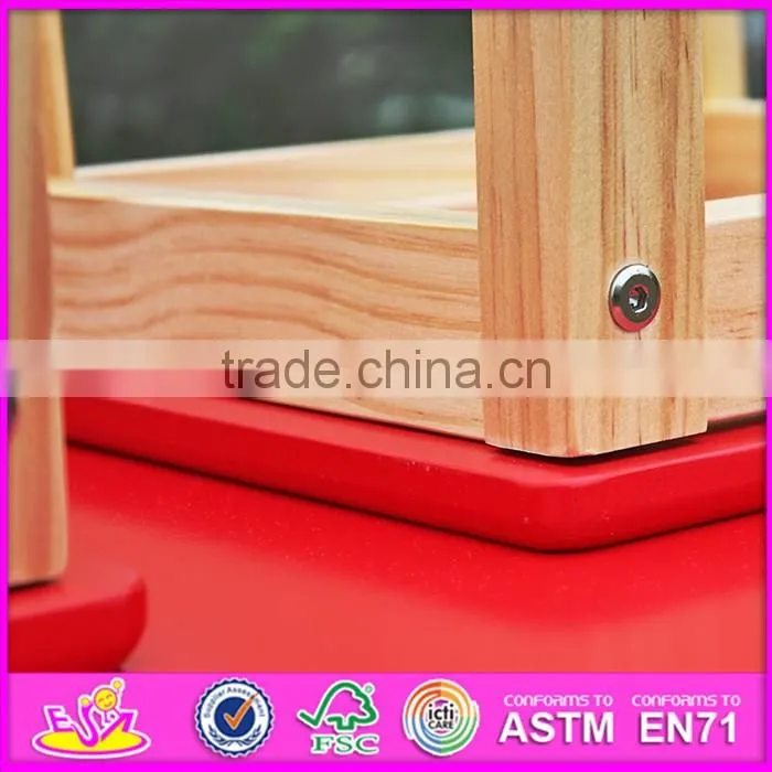 2016 new design home / school / kindergarten red solid wooden toddler table and chairs W08G134