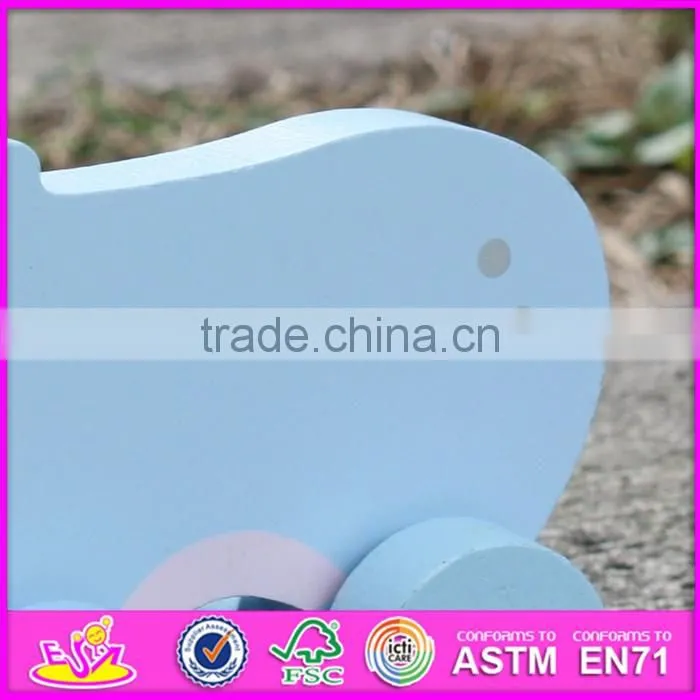 2017 New products kids animal toy wooden toy wheels W04A317