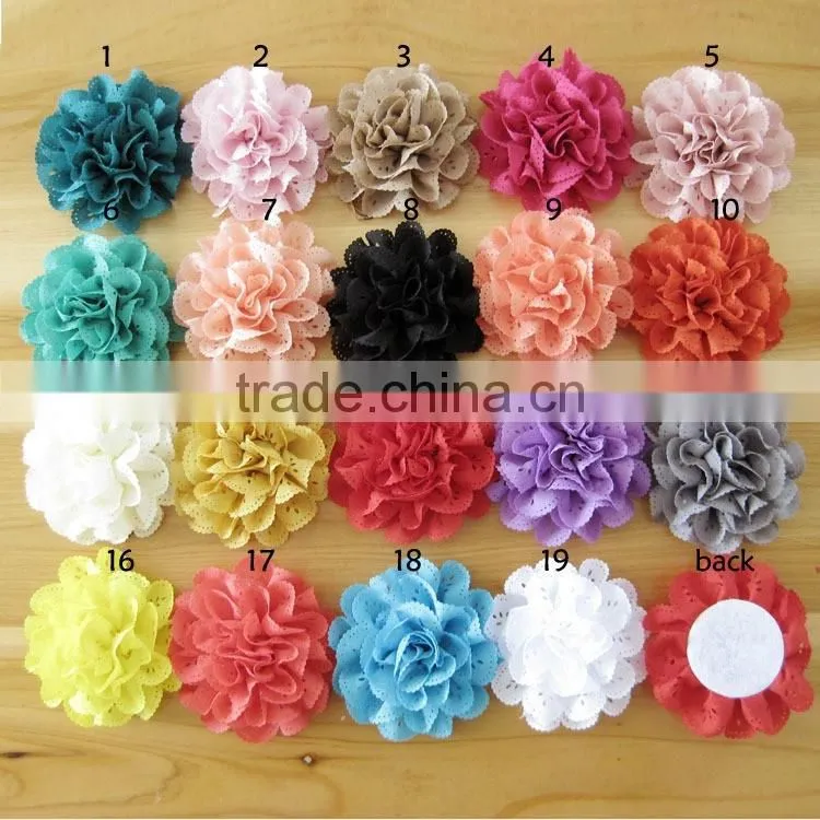 fabric flower with rhinestone in center for kids hair accessories