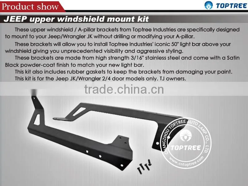 50" 288W LED Light Bar Mount Kit Jeep JK Wrangler Mount Kits