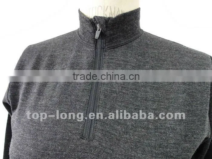 100% merino charcoal thermal underwear for women thermal suit of zip top