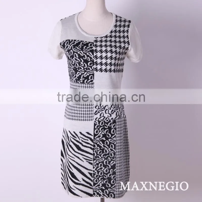New models short sleeve fur fabric women sweater dress