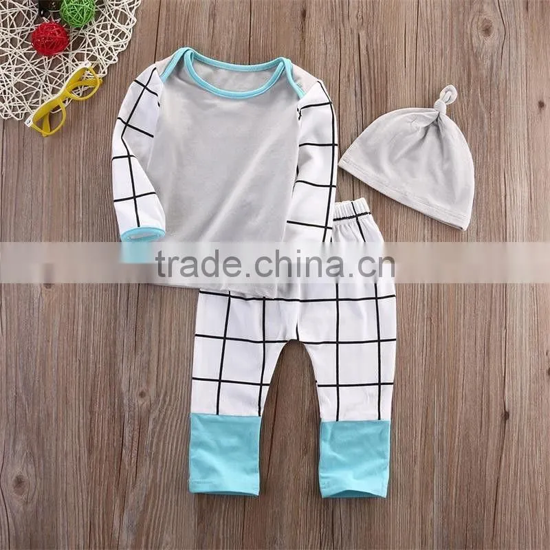 3PCS Set Newborn Baby Clothes Casual Long Sleeve T Shirt Tops + Pants Legging