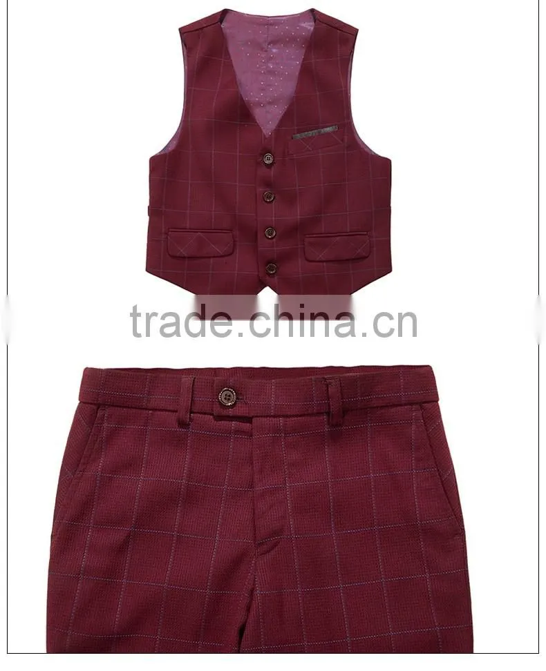 ELPA 2016 Fashion NXB0058 hot sale three pieces Red plaid kids suits clothes for wedding