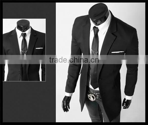 2016 latest european style velvet trendy business long blazer suit for man