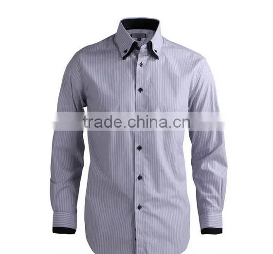 Fancy grey color long sleeve double collar men's dress shirt for men