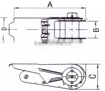 ratchet for 25mm lashing belt, ratchet with 1"stainless steel handle