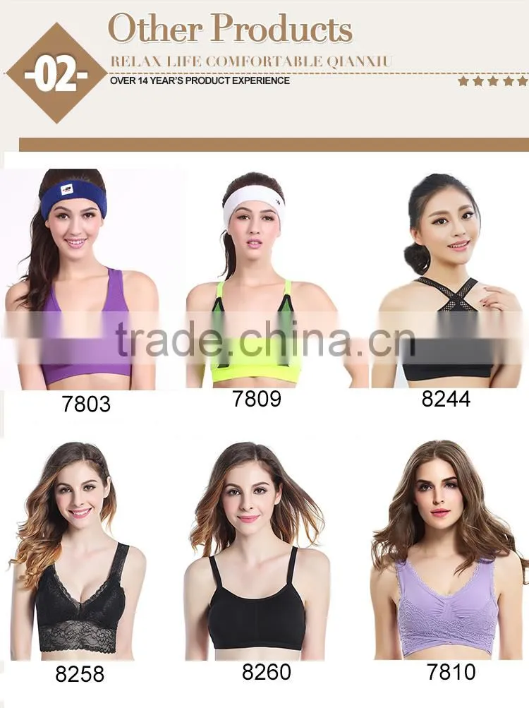 Trade assurance shockproof front zipper buttoned nylon sexy women sports bra