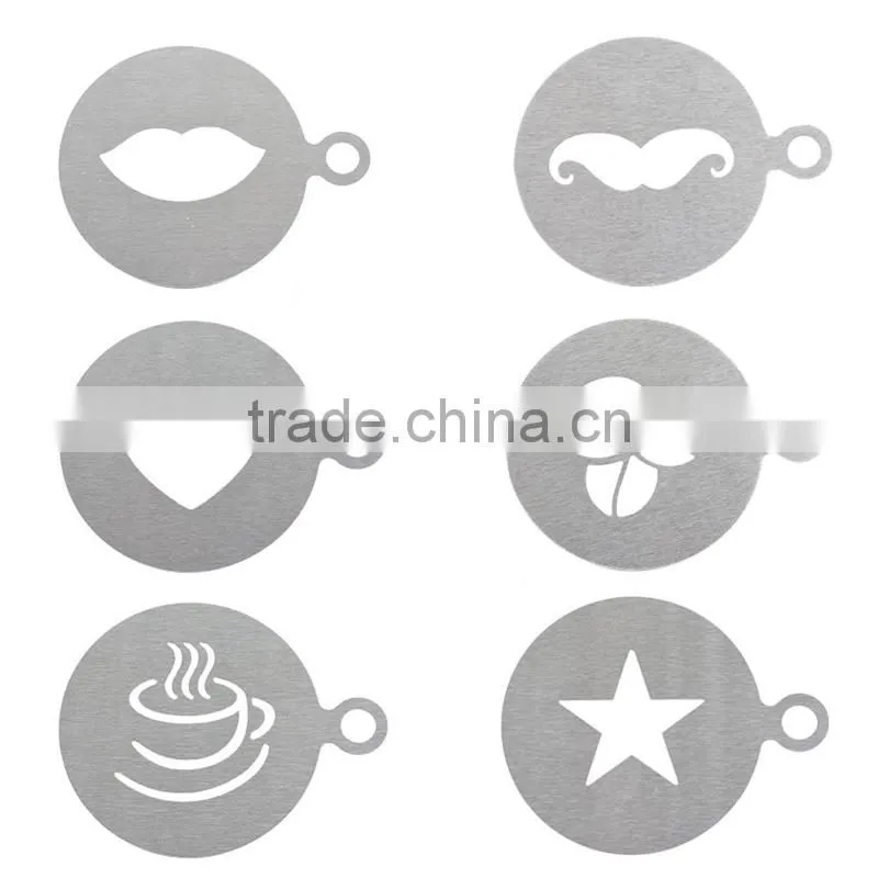 Hot selling 6 different model coffee stencil template for decoration