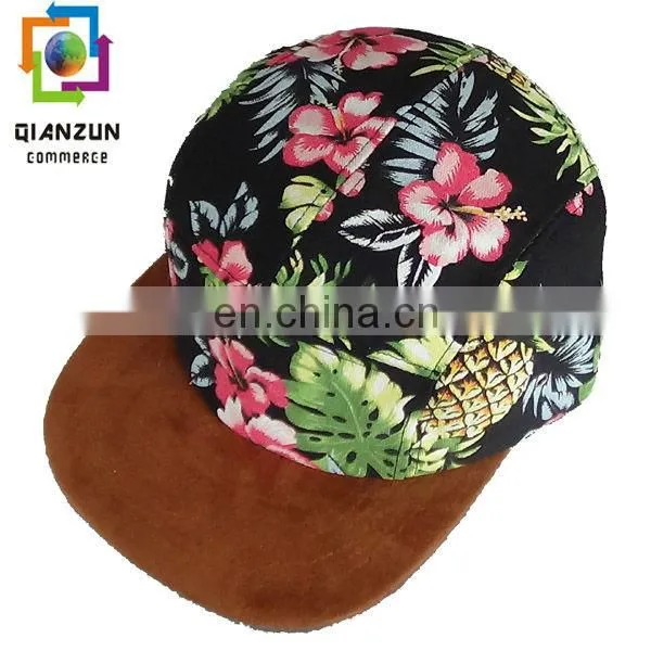 Custom made floral 5 panel drop shipping snapback caps