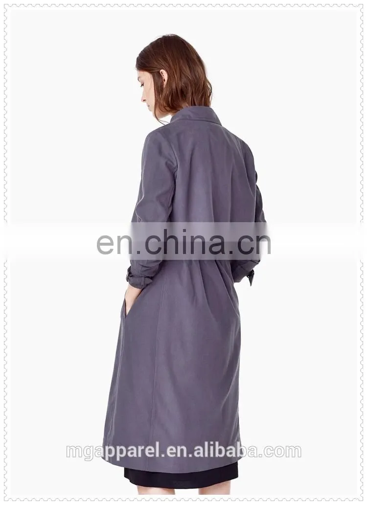 wholesale OEM winter clothes long sleeve coat modal-blend women long trench coat