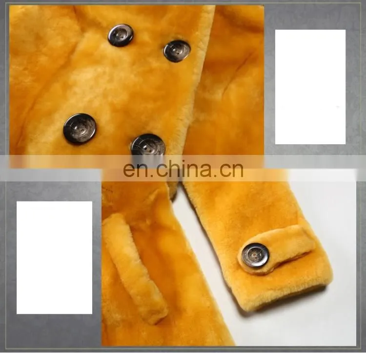 New style double breasted merino sheep shearling fur coat