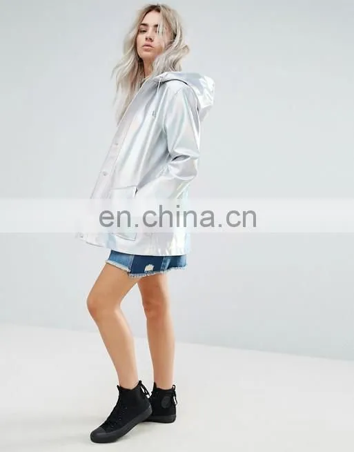 2016 New fashion winter women sliver metallic jacket slim long coat jacket from China