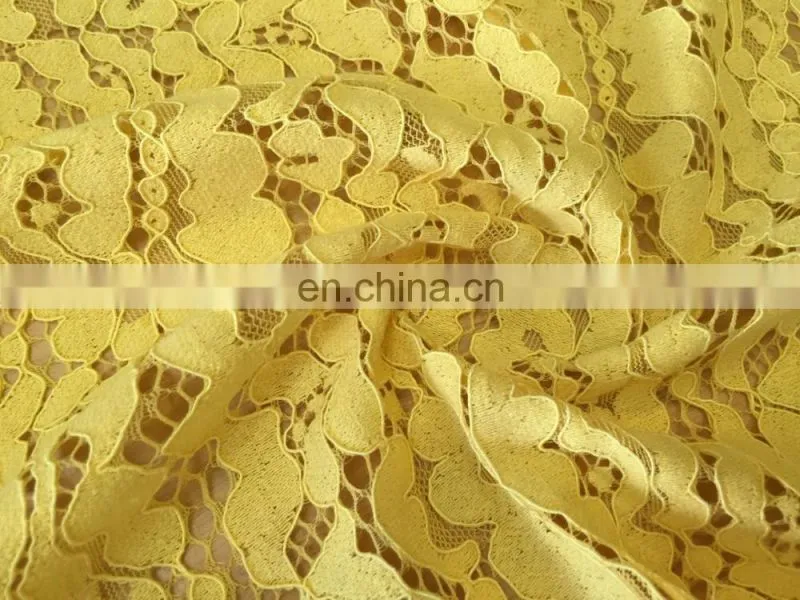 Shaoxing JC052 T/C nylon cotton high quality yellow lace fabric