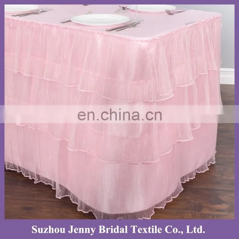 TS092A wholesale organza fabric latest wedding decoration table skirting