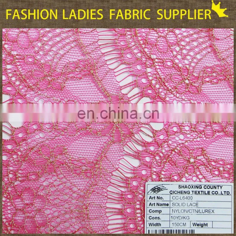 Soild color nice flower high end ladies garment nylon/cotton lace fabric