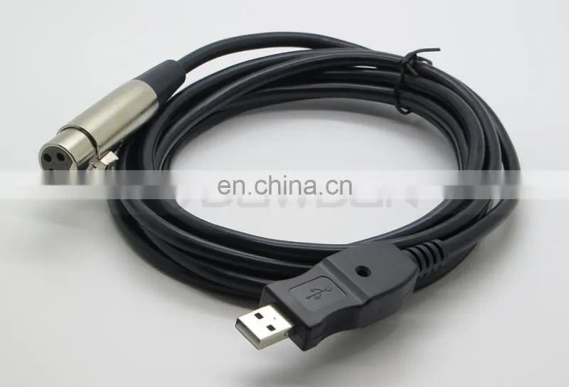 XLR Female to USB Male Microphone Mic Link Cable 3M 10FT