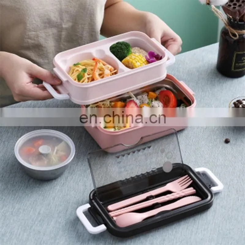 304 Stainless Steel Lunch Box Bento Box For School Kids Office Worker 2layers Lunch Container Food Storage Box